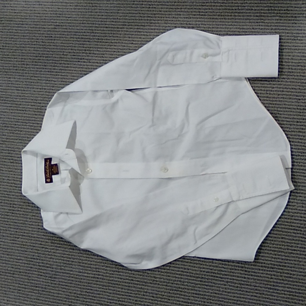 Brooks brother boys size 6 button down white cufflink shirt non iron